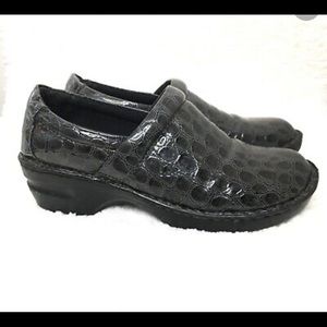 B.o.c. Croc Print Grey Slip-on Wedge Clogs